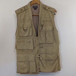 Woolrich Vest Outdoor All Purpose Khaki Lot's Of Pockets Euc Med